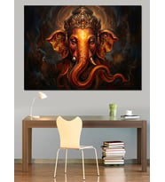 Hint Tanrısı Lord Ganesha Portresi Dekoratif Kanvas - Mdf Ahşap Tablo