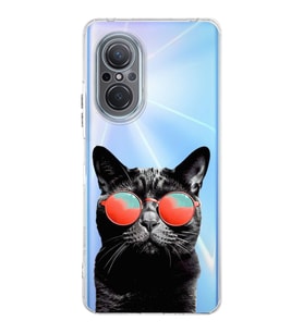 PrintiFy Huawei Nova 9 Se ile Uyumlu Kedi 3 Kamera Korumalı Şeffaf Kılıf