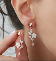 925 Ayar Gümüş Sedefli Güllü Küpe