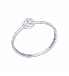 Diamond Line-Gülaylar Beyaz Altın 14 Ayar Geometrik Yüzük