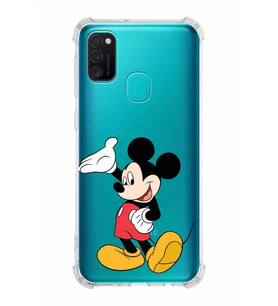 Samsung Galaxy M21  Köşe Korumalı Antişok Kapak Mickey Mouse Tasarımlı Şeffaf  Kılıf