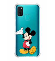 Samsung Galaxy M21  Köşe Korumalı Antişok Kapak Mickey Mouse Tasarımlı Şeffaf  Kılıf