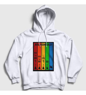 Presmono Unisex Beyaz Rainbow Radiohead Kapüşonlu Sweatshirt 104503tt
