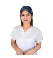 Lacivert Çiçekler Doktor Hemşire Hastane Aşçı Şef Bone