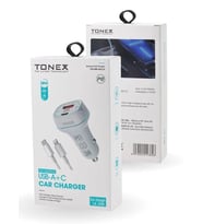 Tonex 38w 2 Girişli Type-C To Lightning Kablolu Araç Şarjı Işıklı LA-38W