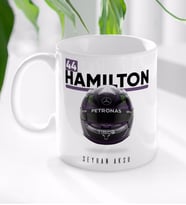BK Gift Kişiye Özel İsimli F1 Hamilton Tasarımlı Beyaz Kupa Bardak-1