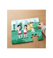 Okula Giden Mutlu Çocuklar Tasarımlı 24 Parça Ahşap Çocuk Puzzle