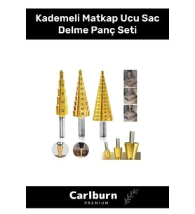 Özel Üretim Çift Yiv Sistemli Çatlatmadan Kesim Kademeli Matkap Ucu Sac Delme Panç Seti