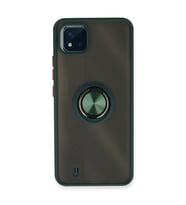 Realme C11 2021 Kılıf Montreal Yüzüklü Silikon Kapak - Yeşil