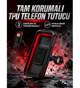 Su Geçirmez Motosiklet Ayna Gidon/Direksiyon Montajlı Telefon Tutucu Titreşim Önleyici - PRO