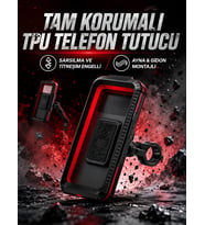 Su Geçirmez Motosiklet Ayna Gidon/Direksiyon Montajlı Telefon Tutucu Titreşim Önleyici - PRO