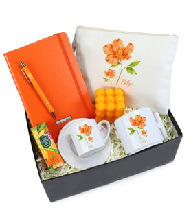 Defter & Kalem & Bez Çanta & Fincan & Kupa & Kolonya & Mum Hediye Seti