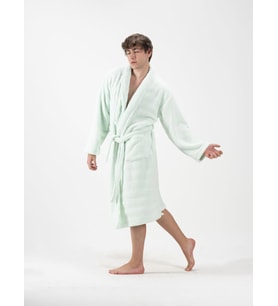 Wellsoft Şalyaka Bornoz Mint Yeşili Peluş Sabahlık Welsoft Bornoz L/XL