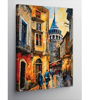 Kanvas Tablo Galata Kulesi Ve İnsanlar