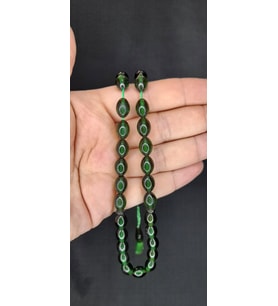 ÇUBUK KEHRİBAR TESBİH YEŞİL RENKLİ BEYZİ KESİM T-384 (Çok Renkli)