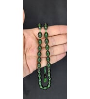 ÇUBUK KEHRİBAR TESBİH YEŞİL RENKLİ BEYZİ KESİM T-384 (Çok Renkli)