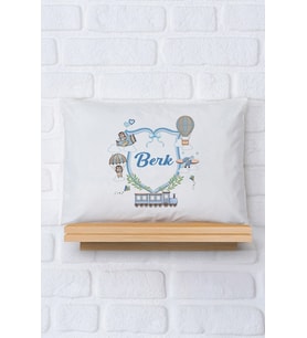 Pia Baby Premium %100 Pamuk İsme Özel Erkek Bebek Yastık Kılıfı 35*45 cm 5019-12