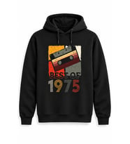 Best Of Kaset Kişiye Özel Yıl Baskılı Siyah Kapüşonlu Sweatshirt