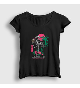 Presmono Kadın Siyah Flamingo Paradise T-Shirt 289703tt