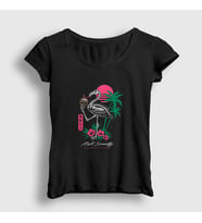 Presmono Kadın Siyah Flamingo Paradise T-Shirt 289703tt