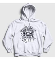 Presmono Unisex Beyaz Gray Logo Queen Kapüşonlu Sweatshirt 101950tt
