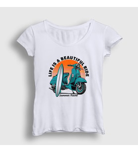 Presmono Kadın Beyaz Summer Lambretta Motorsiklet Scooter T-Shirt 444583tt