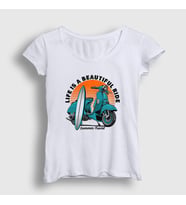 Presmono Kadın Beyaz Summer Lambretta Motorsiklet Scooter T-Shirt 444583tt