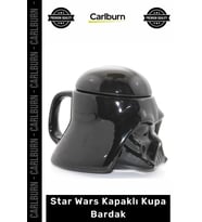 Özel Üretim Darth Vader Seramik 3D Kask Formu Parlak Siyah Hediye Star Wars Kapaklı Kupa Bardak