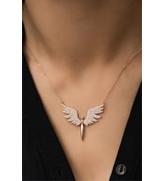 Melek Model Altın Kaplama  Zirkon Taşlı Kolye