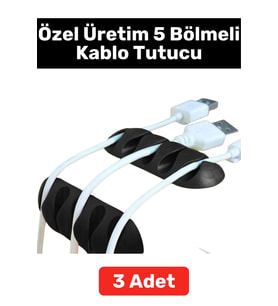 Yüksek Kaliteli Kompakt Yapıştırılabilir 5 Kanallı Kablo Düzenleyici Tutucu Kablo Organizeri 3 Adet