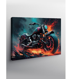 Kanvas Tablo Alevler Ve Motosiklet