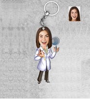 Kişiye Özel Cildiyeci Doktor Kadın Ahşap Anahtarlık-1