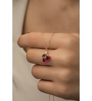 925 Ayar Gümüş Rose Zirkon Taşlı Kiraz Kolye
