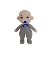 Erkek Gri Emzikli Tombiş Bebek Amigurumi Organik Oyuncak