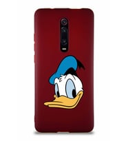 Xiaomi Redmi K20 Soft Premier Kapak Donald Duck-B Tasarımlı Silikon Kılıf - Mürdüm (Şeffaf)