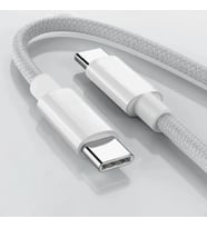 Hızlı Şarj Kablosu 15/15 Pro Type-C to Type-C Hasır Örgü 1 Metre Hızlı Şarj Kablosu (Beyaz)