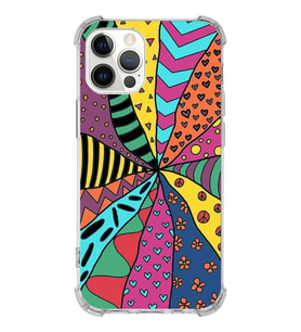 PrintiFy Apple iPhone 12 Pro Max Uyumlu Retro Color 4 Baskılı Şeffaf Köşe Korumalı Antişok Kılıf