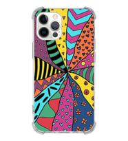 PrintiFy Apple iPhone 12 Pro Max Uyumlu Retro Color 4 Baskılı Şeffaf Köşe Korumalı Antişok Kılıf