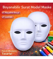 Boyanabilir Surat Model Maske – Lastikli Kendin Tasarla