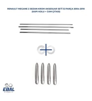Renault Megane 2 Krom Aksesuar Seti 2 Parça SEDAN (Cam Çıtası +Kapı kolu) P.Çelik (Gümüş)