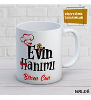 Kişiye Özel Kupa  İsimli & Fotoğraflı Premium Hediye Bardak Evin Hanımı