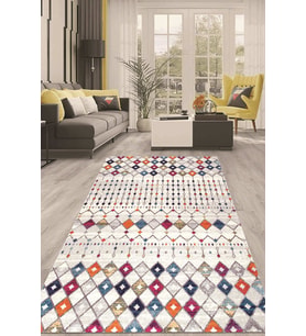Dijital Kaymaz Taban Yıkanabilir Modern Renkli Salon Halısı Mutfak Halısı Yolluk ND-HT-1516 (Çok Renkli)