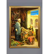 Halı Satıcısı Desenli Dijital Baskılı Kadife Kumaş Çerçeveli Tablo TBL0073 (Çok Renkli)