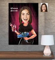 Kişiye Özel Karikatür Baskılı Ahşap Tablo Kuaför Kadın-1 30x40