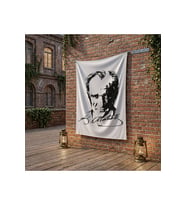 Siyah - Beyaz Mustafa Kemal Atatürk Silüeti ve İmza poster Bayrak Raşel Kumaş 100x150 cm ATA28