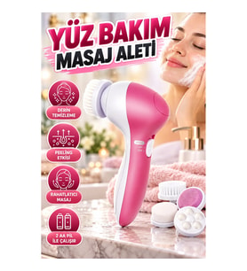 Yüz Bakım ve Masaj Aleti – Temizleme, Peeling ve Masaj Başlıklı, 2 AA Pilli