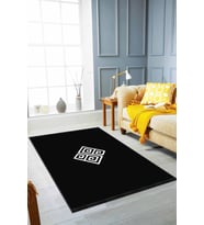 Siyah Modern Klasik Kaymaz Tabanlı Dekoratif Halı AR069 - 100 x 160 cm