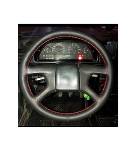 DİKİŞLİ DİREKSİYON KILIFI NOKTALI DERİ KIRMIZI DİKİŞLİ FIAT UNO İÇİN