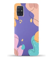 Samsung Galaxy A51 Uyumlu Lansman Kılıf Karışık Renkler Tasarımlı İçi Kadife Kapak-Mor (Şeffaf)
