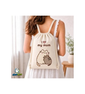 Pusheen Anne Sevgisi Büzgülü Keten Çanta C254